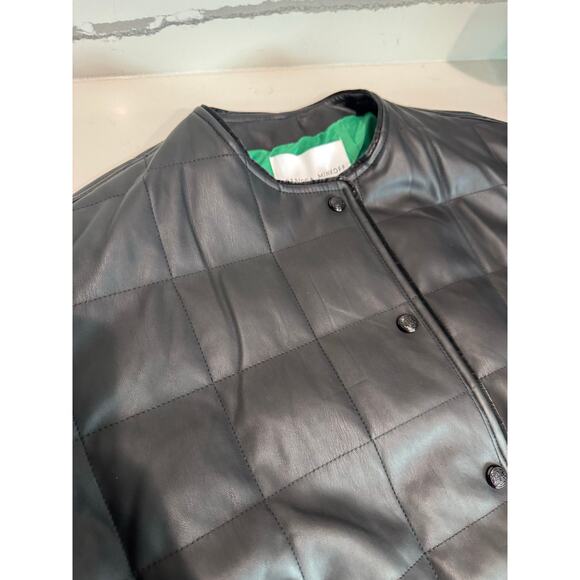 NWT Rebecca Minkoff Faux Leather Black Square Quilted Racer Jacket Women's Small - Picture 9 of 16